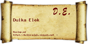 Dulka Elek névjegykártya